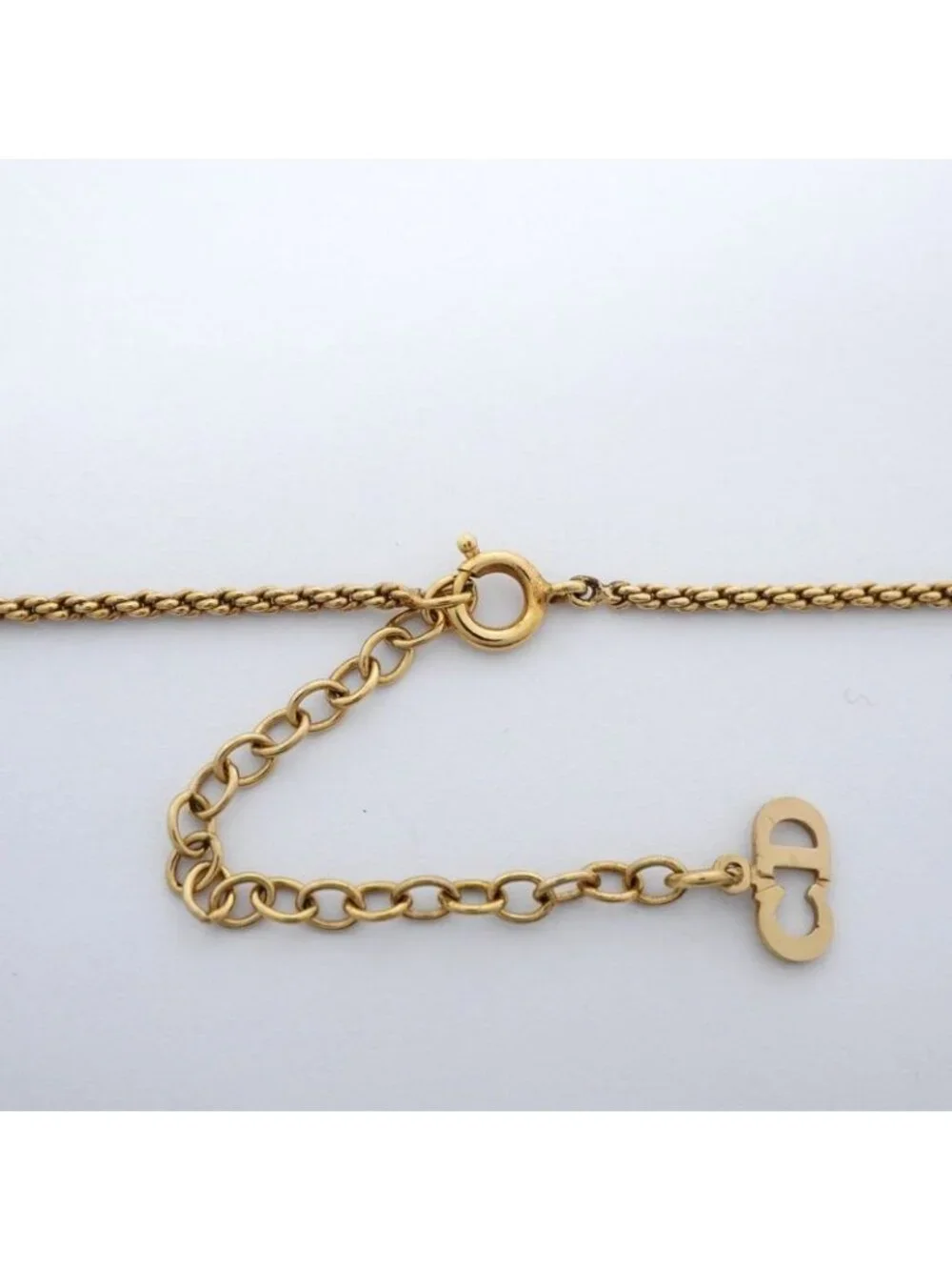 ★SOLD★ Dior Necklace Cdlogo Gold Plated Line Stone - Picture 4 of 9